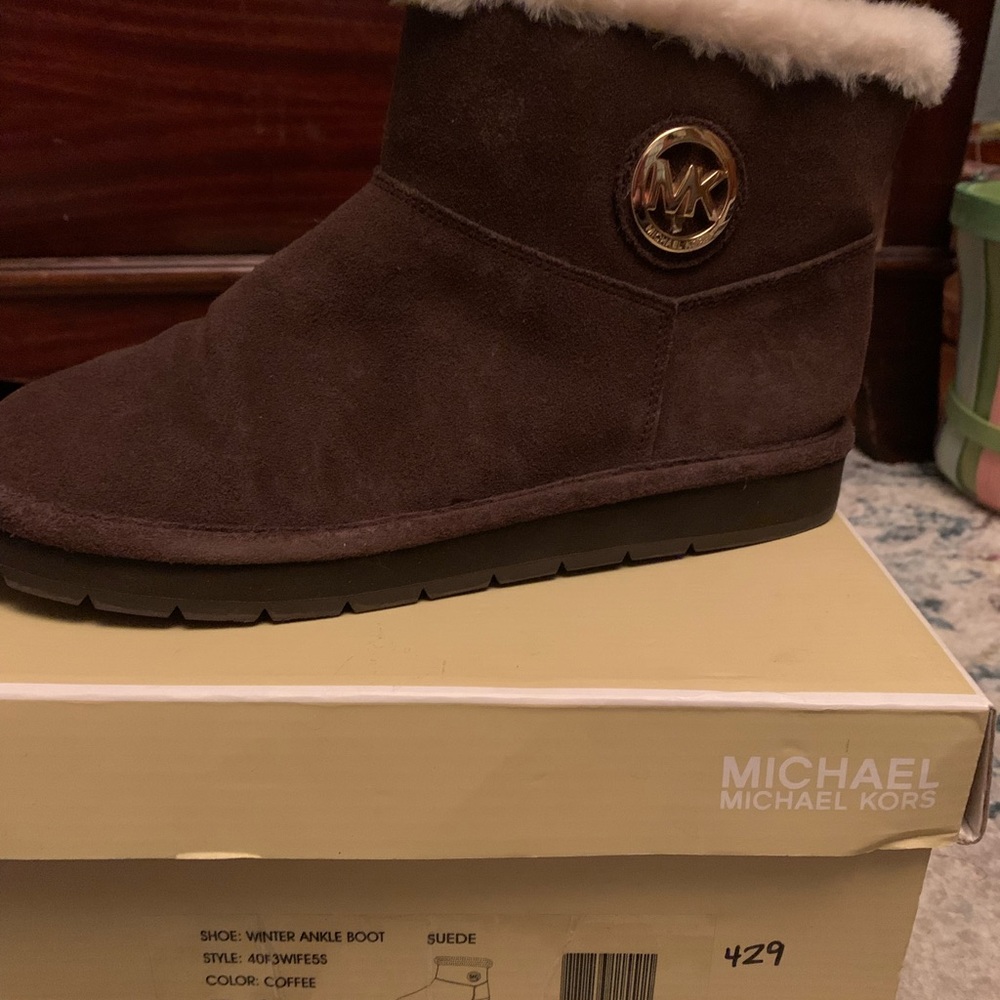 MK winter booties with gold emblem